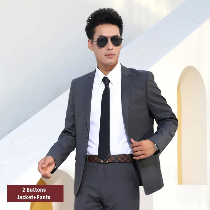 Shenrun Men Suits Slim Business Formal Casual Classic Suit Wedding Groom Party