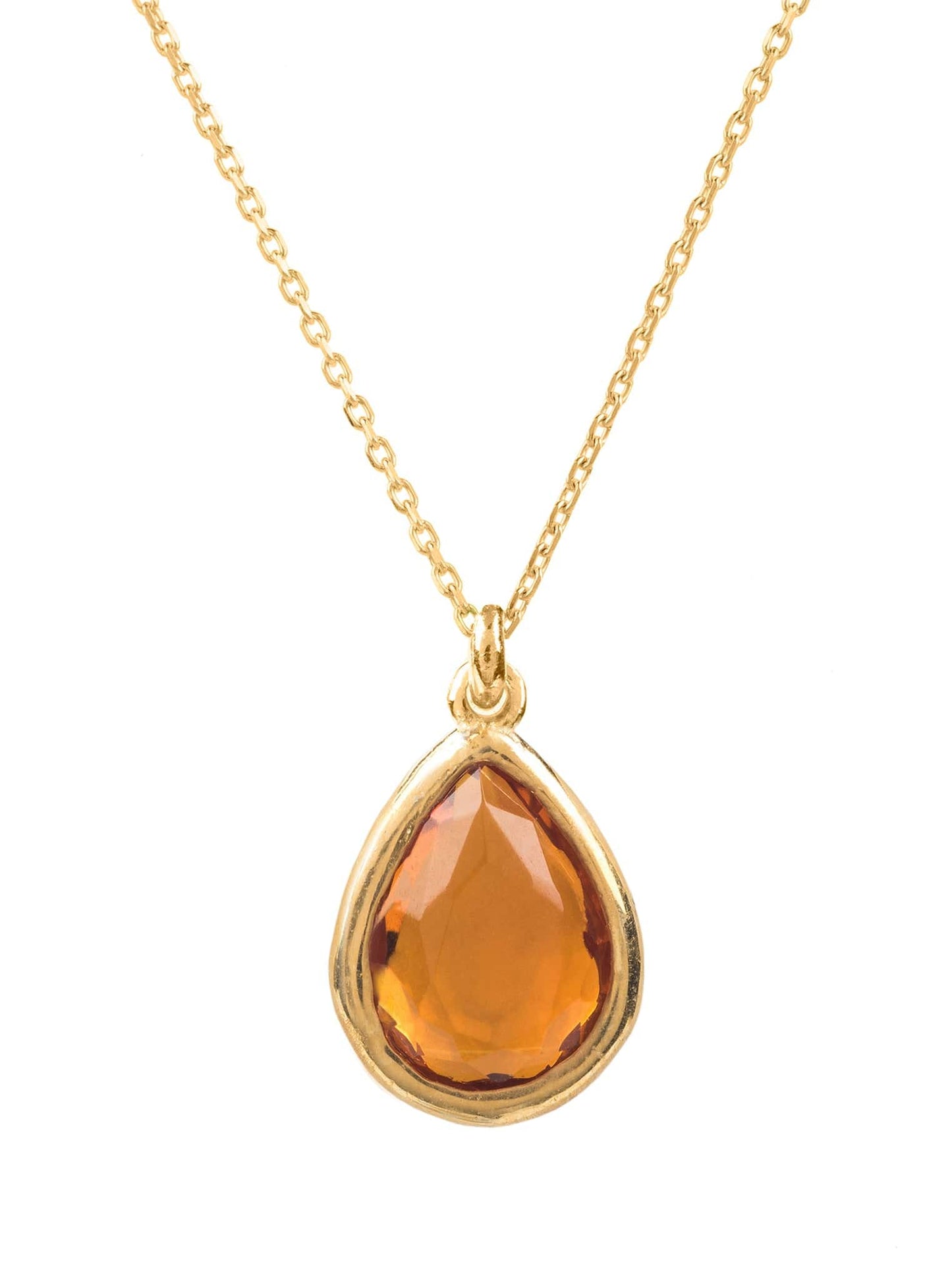 Pisa Mini Teardrop Necklace Gold Citrine