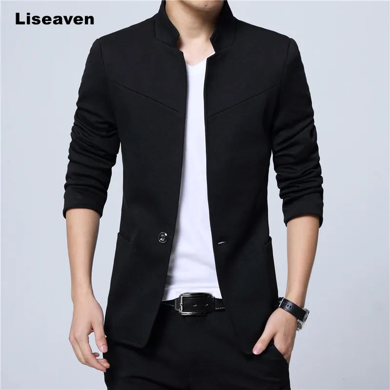 Liseaven Blazer Men Jackets Male Stand Collar Male Blazers Slim