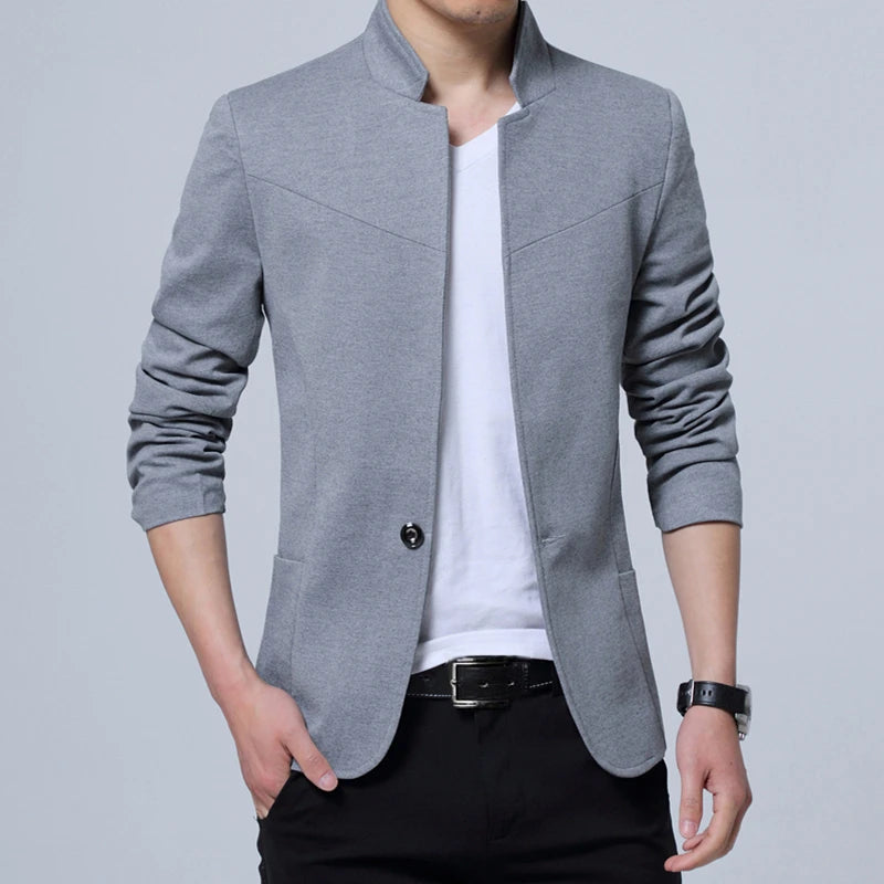 Liseaven Blazer Men Jackets Male Stand Collar Male Blazers Slim