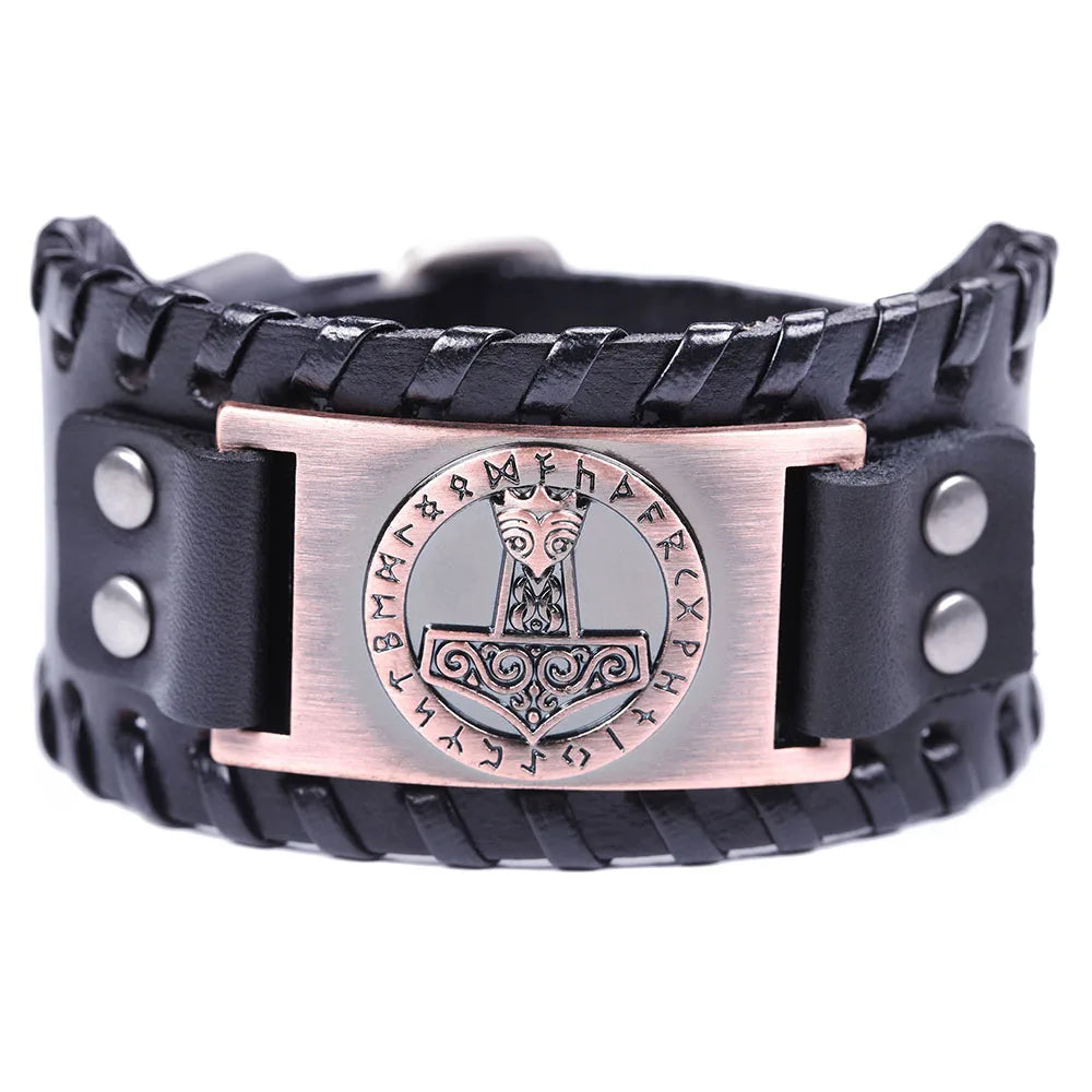 Skyrim Thor Hammer Genuine Leather Bracelets Men