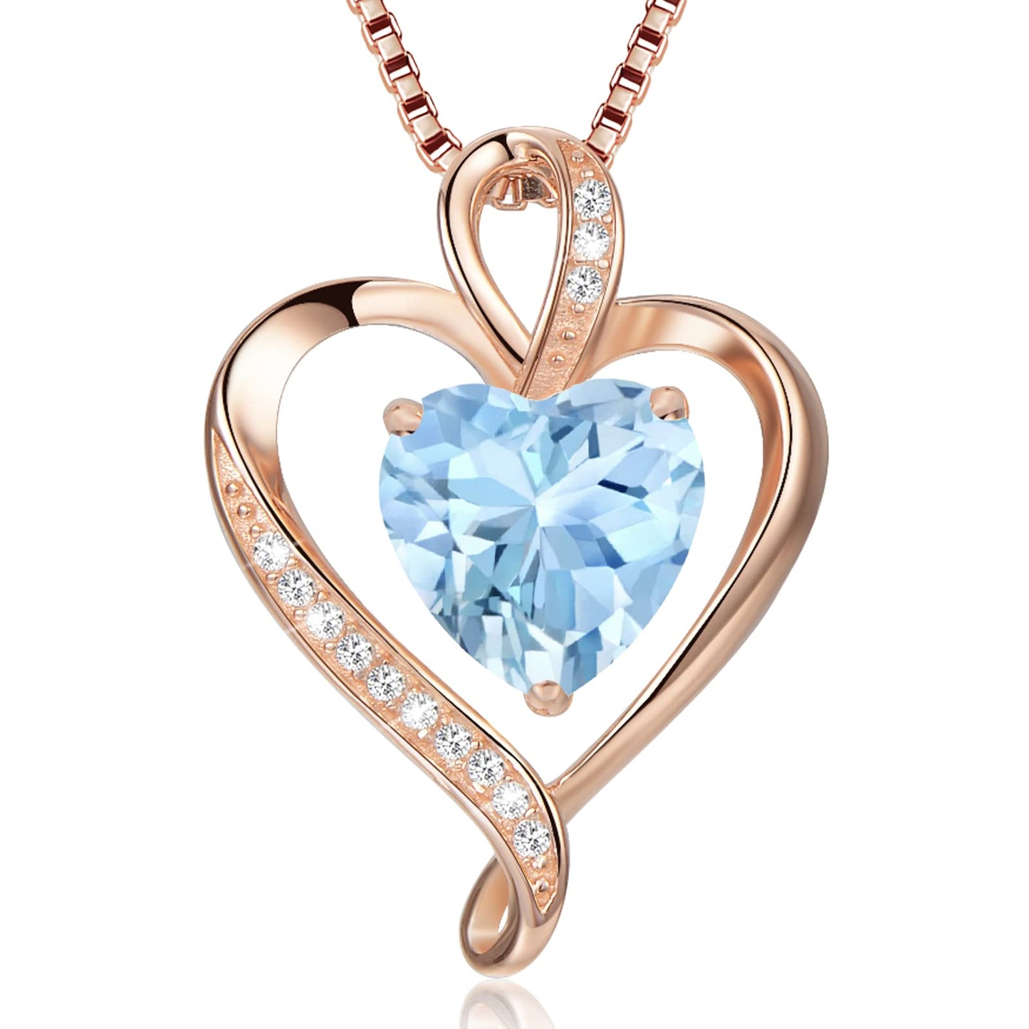 LAVUMO Collares Mujer Amor Colgante de Corazón Oro Rosa Plata de Ley 925 Collares de Mujer,Joyas Regalos para Esposa, Mamá, Novia, Cumpleaños Navidad Aniversario día de San Valentín Regalo