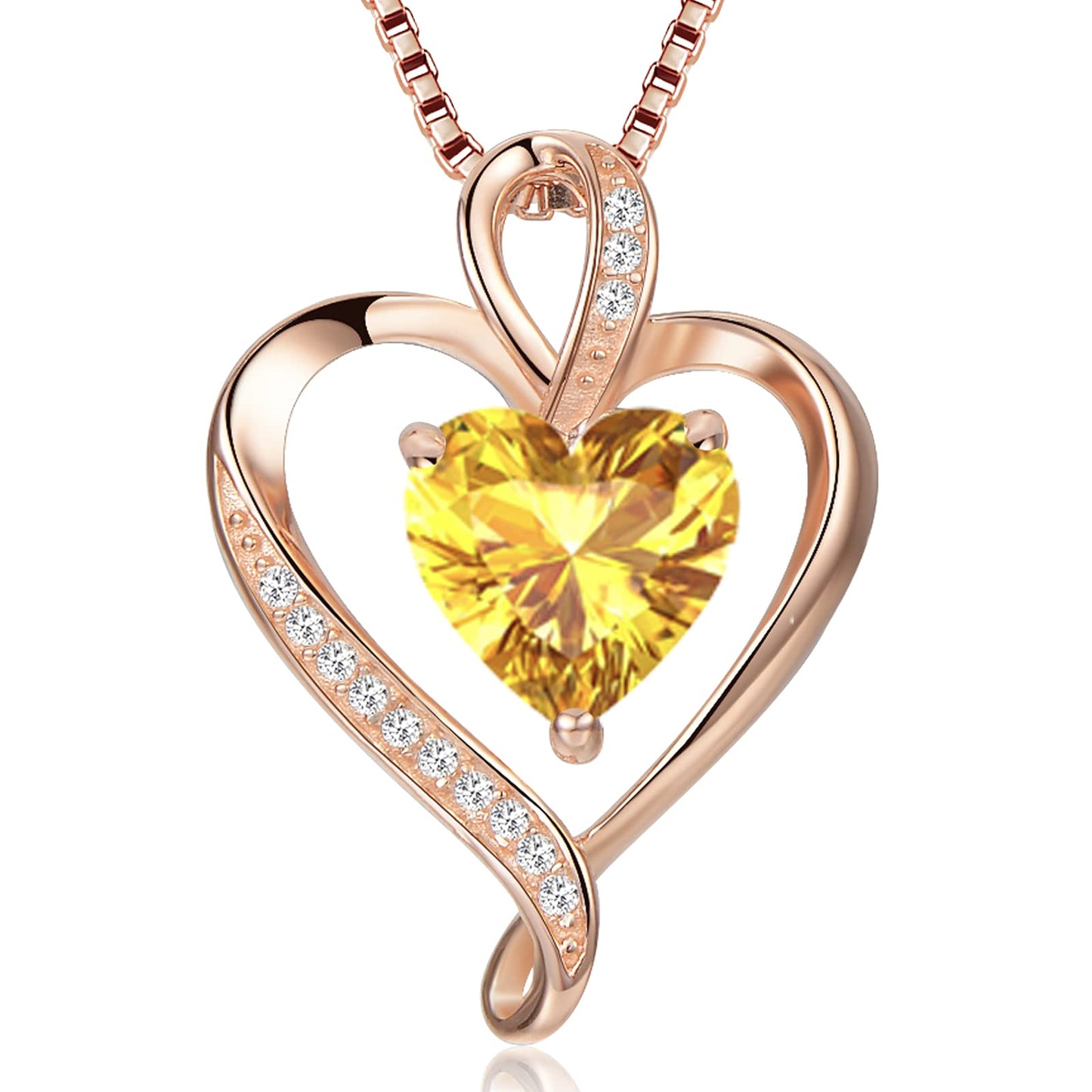 LAVUMO Collares Mujer Amor Colgante de Corazón Oro Rosa Plata de Ley 925 Collares de Mujer,Joyas Regalos para Esposa, Mamá, Novia, Cumpleaños Navidad Aniversario día de San Valentín Regalo