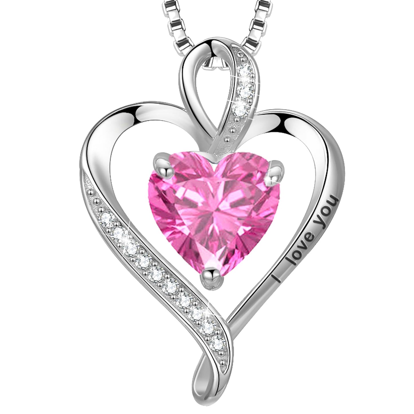 LAVUMO Collares Mujer Amor Colgante de Corazón Oro Rosa Plata de Ley 925 Collares de Mujer,Joyas Regalos para Esposa, Mamá, Novia, Cumpleaños Navidad Aniversario día de San Valentín Regalo