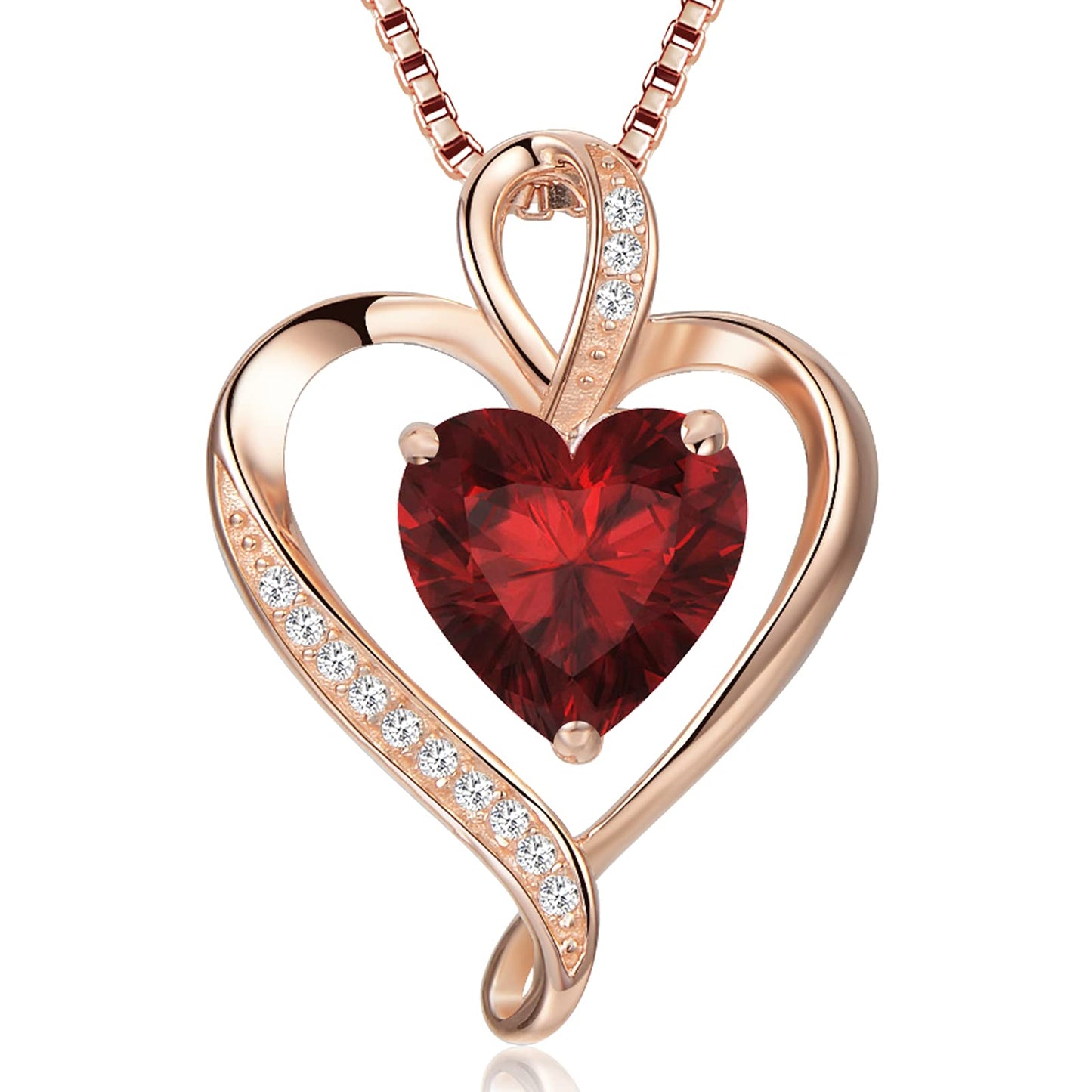 LAVUMO Collares Mujer Amor Colgante de Corazón Oro Rosa Plata de Ley 925 Collares de Mujer,Joyas Regalos para Esposa, Mamá, Novia, Cumpleaños Navidad Aniversario día de San Valentín Regalo