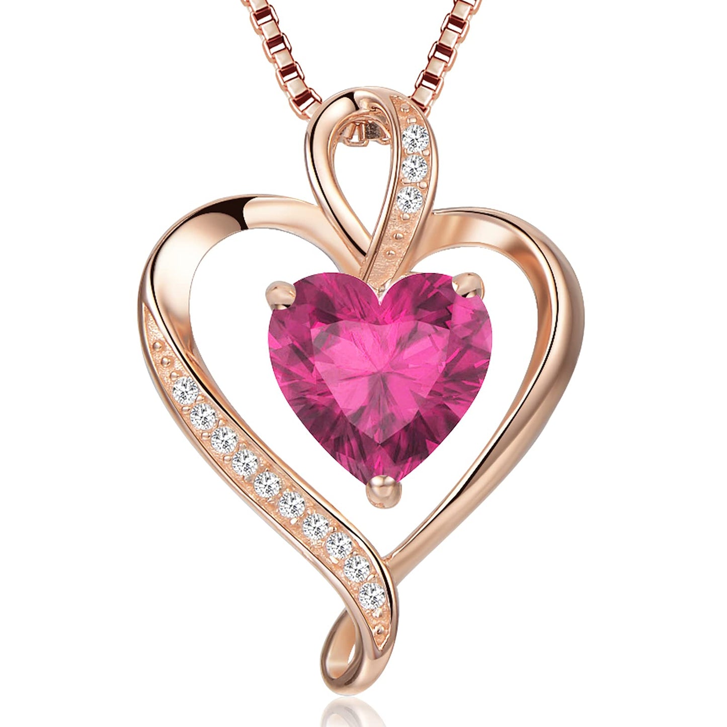 LAVUMO Collares Mujer Amor Colgante de Corazón Oro Rosa Plata de Ley 925 Collares de Mujer,Joyas Regalos para Esposa, Mamá, Novia, Cumpleaños Navidad Aniversario día de San Valentín Regalo