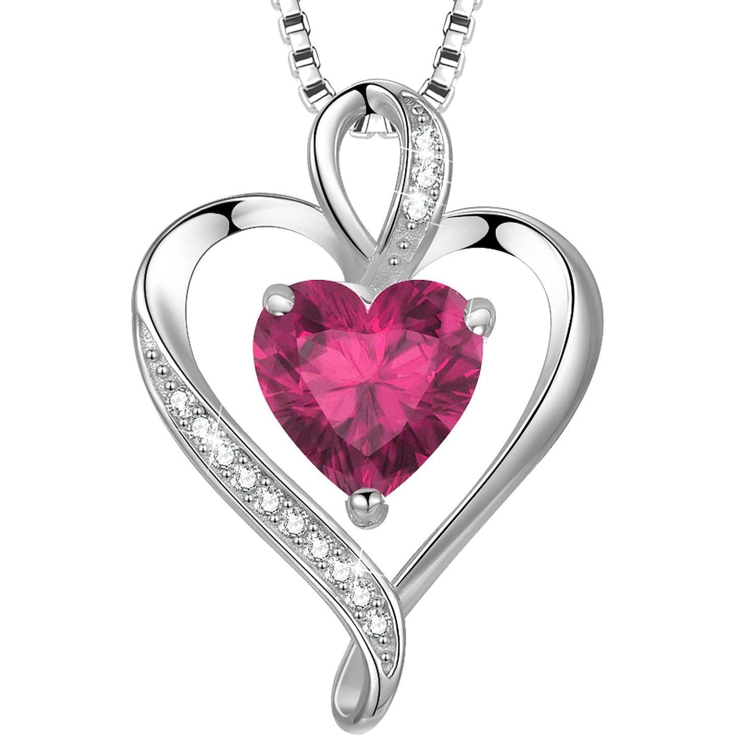 LAVUMO Collares Mujer Amor Colgante de Corazón Oro Rosa Plata de Ley 925 Collares de Mujer,Joyas Regalos para Esposa, Mamá, Novia, Cumpleaños Navidad Aniversario día de San Valentín Regalo