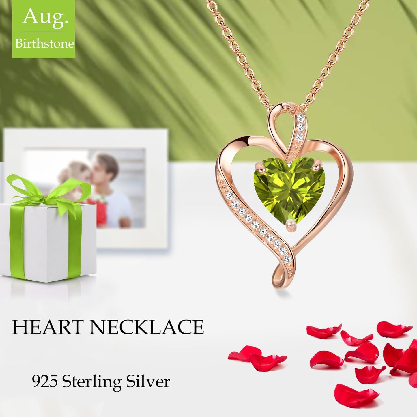 LAVUMO Collares Mujer Amor Colgante de Corazón Oro Rosa Plata de Ley 925 Collares de Mujer,Joyas Regalos para Esposa, Mamá, Novia, Cumpleaños Navidad Aniversario día de San Valentín Regalo