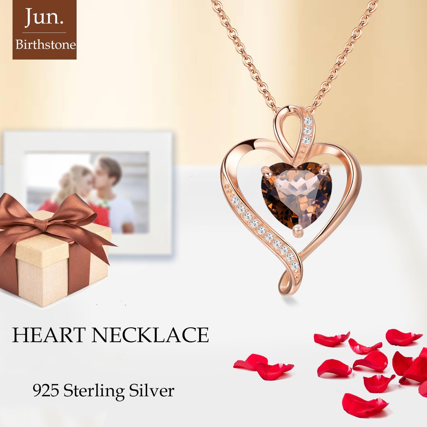 LAVUMO Collares Mujer Amor Colgante de Corazón Oro Rosa Plata de Ley 925 Collares de Mujer,Joyas Regalos para Esposa, Mamá, Novia, Cumpleaños Navidad Aniversario día de San Valentín Regalo