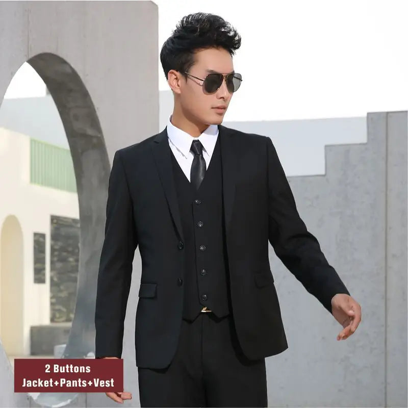 Shenrun Men Suits Slim Business Formal Casual Classic Suit Wedding Groom Party