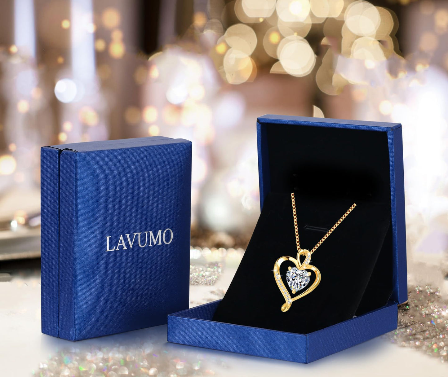 LAVUMO Collares Mujer Amor Colgante de Corazón Oro Rosa Plata de Ley 925 Collares de Mujer,Joyas Regalos para Esposa, Mamá, Novia, Cumpleaños Navidad Aniversario día de San Valentín Regalo