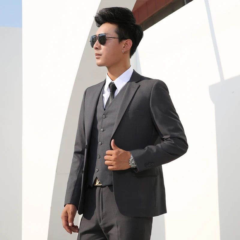 Shenrun Men Suits Slim Business Formal Casual Classic Suit Wedding Groom Party