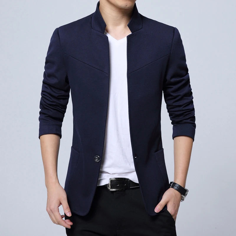 Liseaven Blazer Men Jackets Male Stand Collar Male Blazers Slim