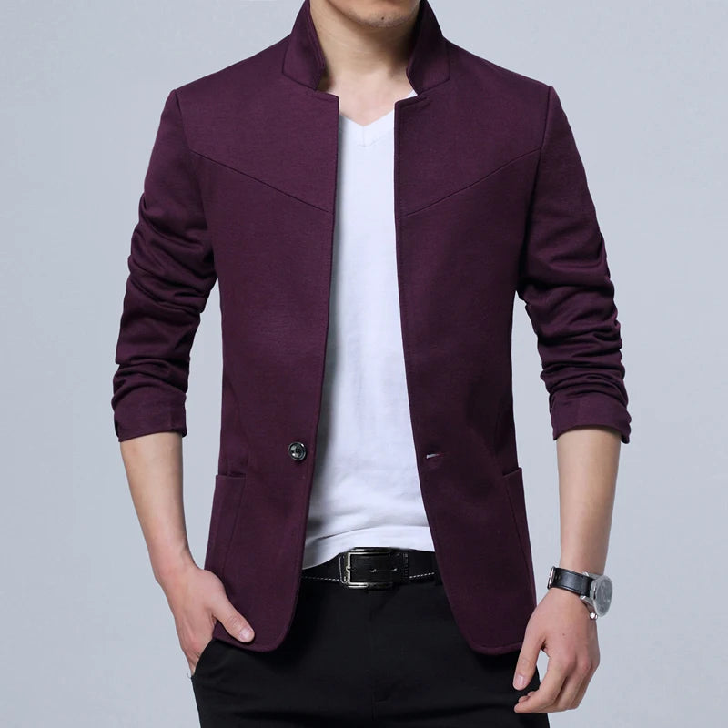 Liseaven Blazer Men Jackets Male Stand Collar Male Blazers Slim