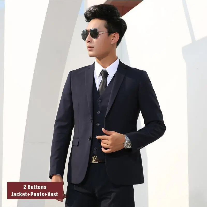 Shenrun Men Suits Slim Business Formal Casual Classic Suit Wedding Groom Party